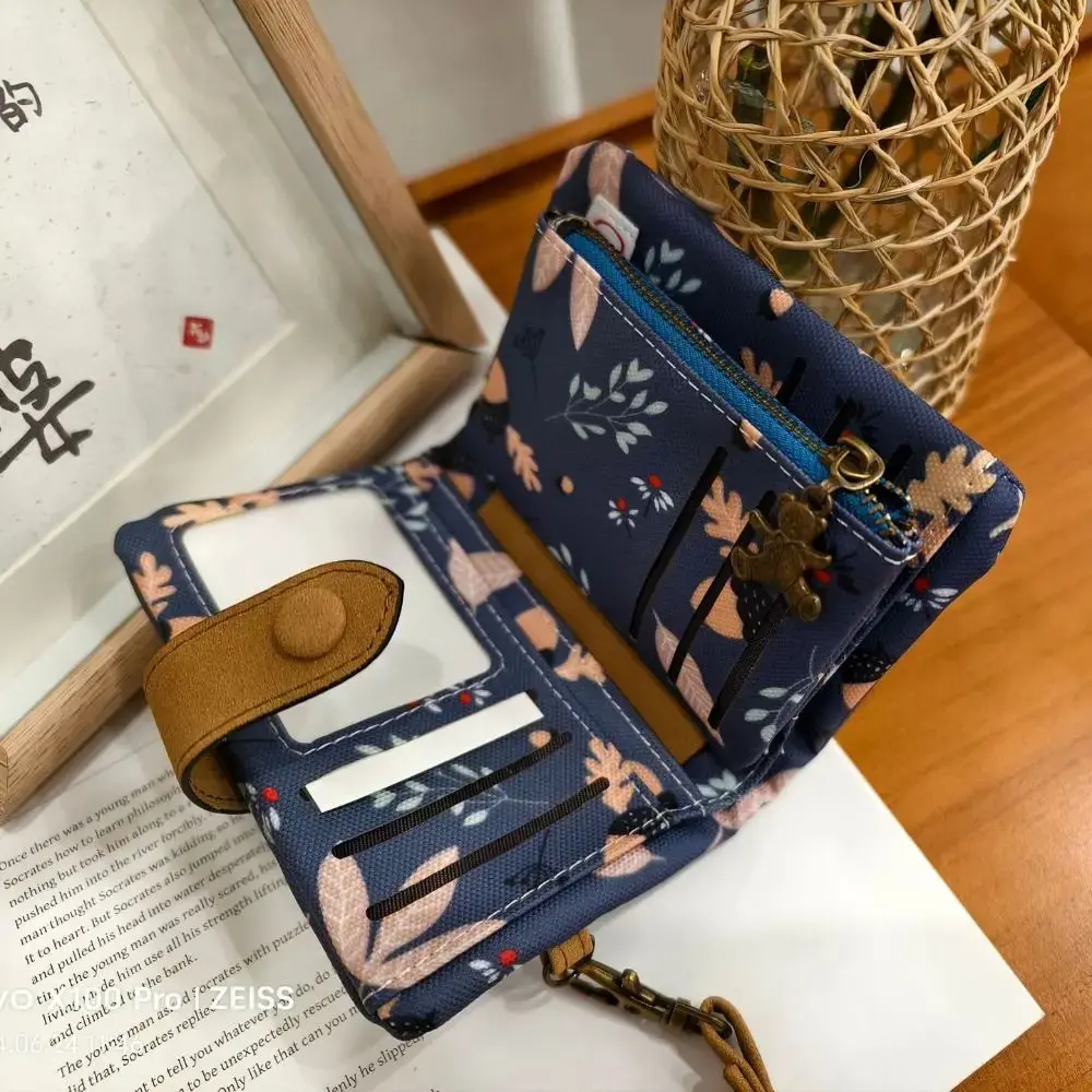 Women Zipper Hasp Cartoon Short Wallet PU Leather Coin Purse Money Bag Frosted Printing ID Card Holder Girl Cute Clutch