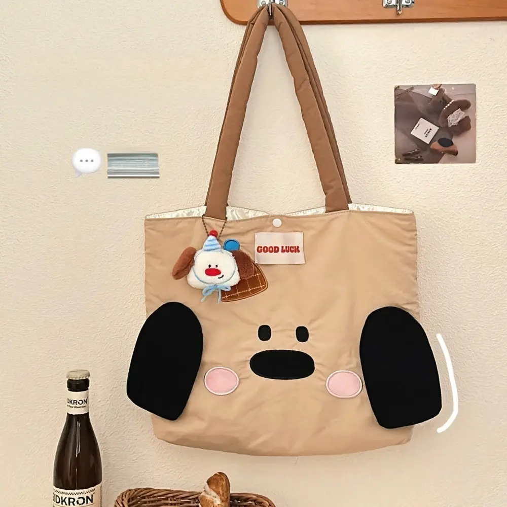 New Women's Shoulder Bag Versatile Commuter Handbag Cute Office Bag Soft Zipper Closure Handbag Embroidered Tote Bag