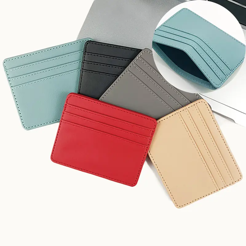 Women Men Pu Leather Business Card Cover Candy Color ID Card Holder Bank Credit Card Box Multi Slot Slim Card Case Wallet Purse