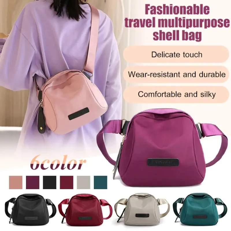 Vento Marea Shell Small Shoulder Bag For Women 2024 New Nylon Wide Strap Crossbody Bag Quality Soft Waterproof Cross Body Purses