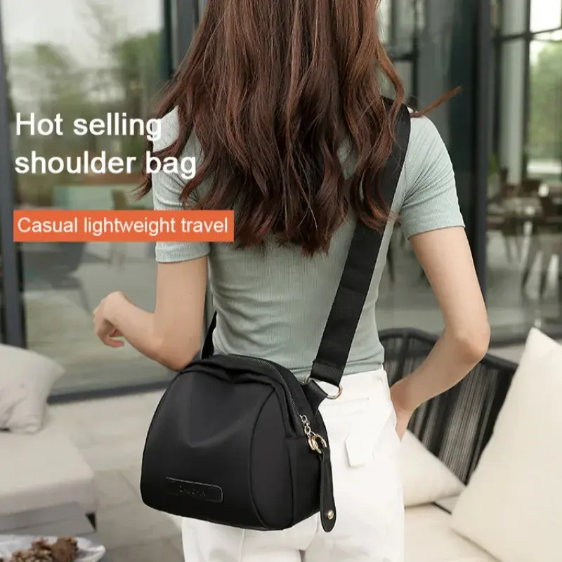 Vento Marea Shell Small Shoulder Bag For Women 2024 New Nylon Wide Strap Crossbody Bag Quality Soft Waterproof Cross Body Purses