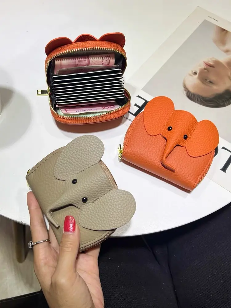 4Pcs Elephant PU Leather Coin Purse Women Small Wallet Purses Mini Simple Zipper Bags Pocket Wallets Coin Key Storage Bag