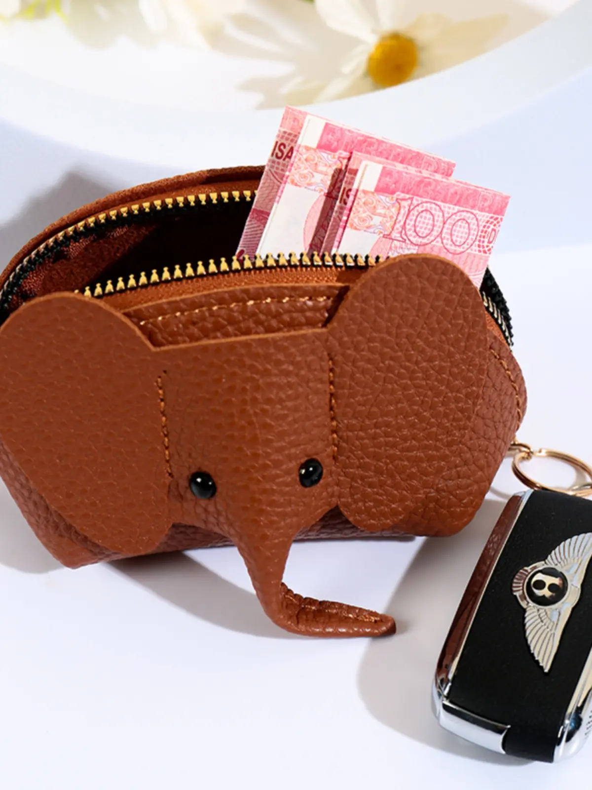 4Pcs Elephant PU Leather Coin Purse Women Small Wallet Purses Mini Simple Zipper Bags Pocket Wallets Coin Key Storage Bag