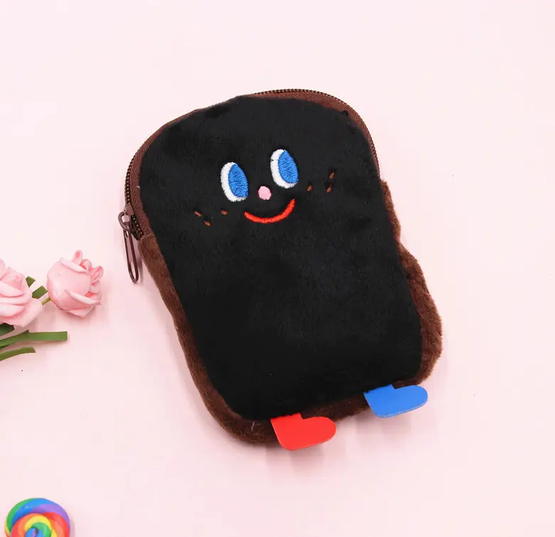 Korean Cartoon Toast Plush Zero Wallet Girl Earphones Sanitary Cotton Sundry Storage Bag Student Cute Small Wallet