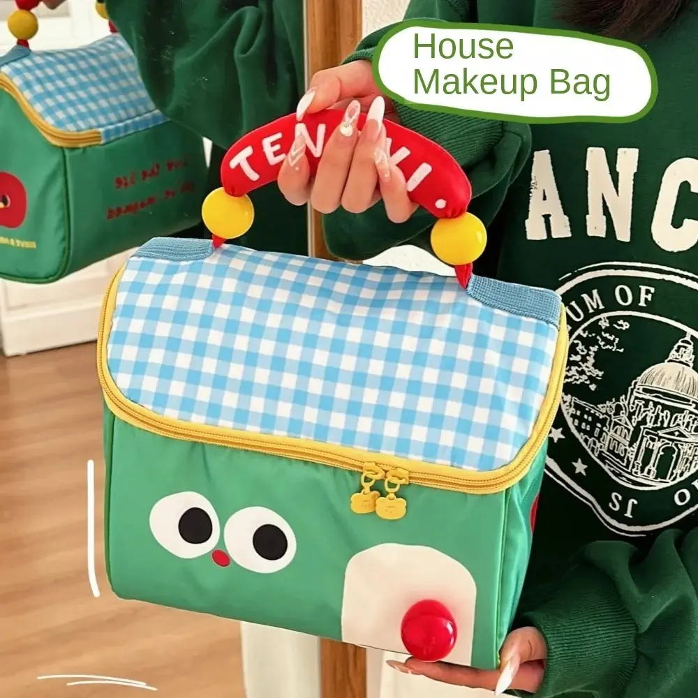 1PC Cute Cottage Makeup Bag Large Capacity Multifunctional Fresh-Keeping Insulated Lunch Box Bag Handbag Beauty Cosmetic Bag