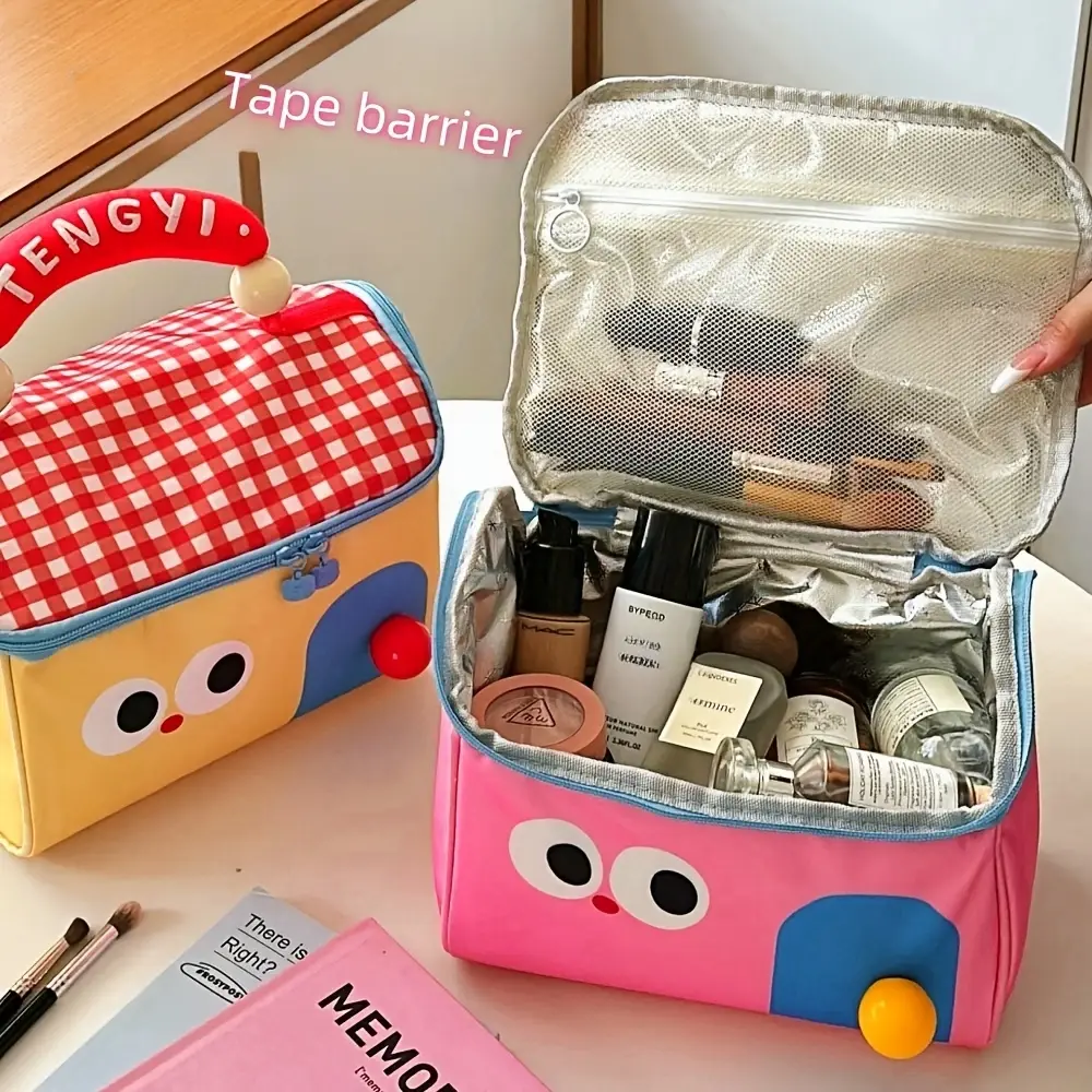 1PC Cute Cottage Makeup Bag Large Capacity Multifunctional Fresh-Keeping Insulated Lunch Box Bag Handbag Beauty Cosmetic Bag