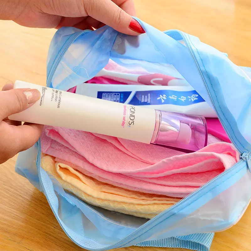 Multifunctional Floral Waterproof Storage Bag Make Up Bag New Women PVC Zipper Toiletry Bathing Transparent Travel Cosmetic Bag