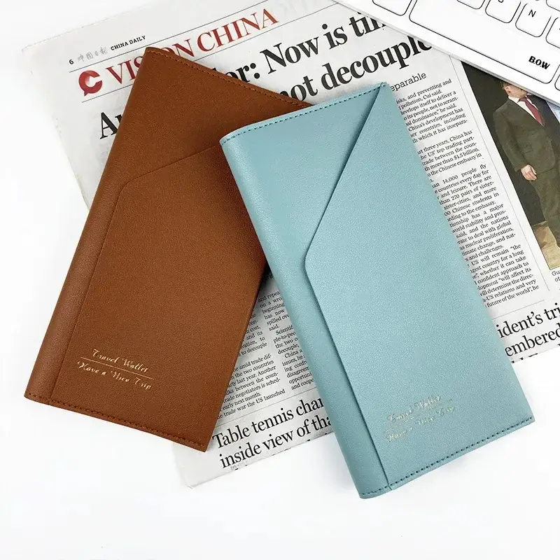 Solid Travel Document Bag Pu Leather Multifunctional Passport Case Ticket Holder Business ID/Credit Card Bags