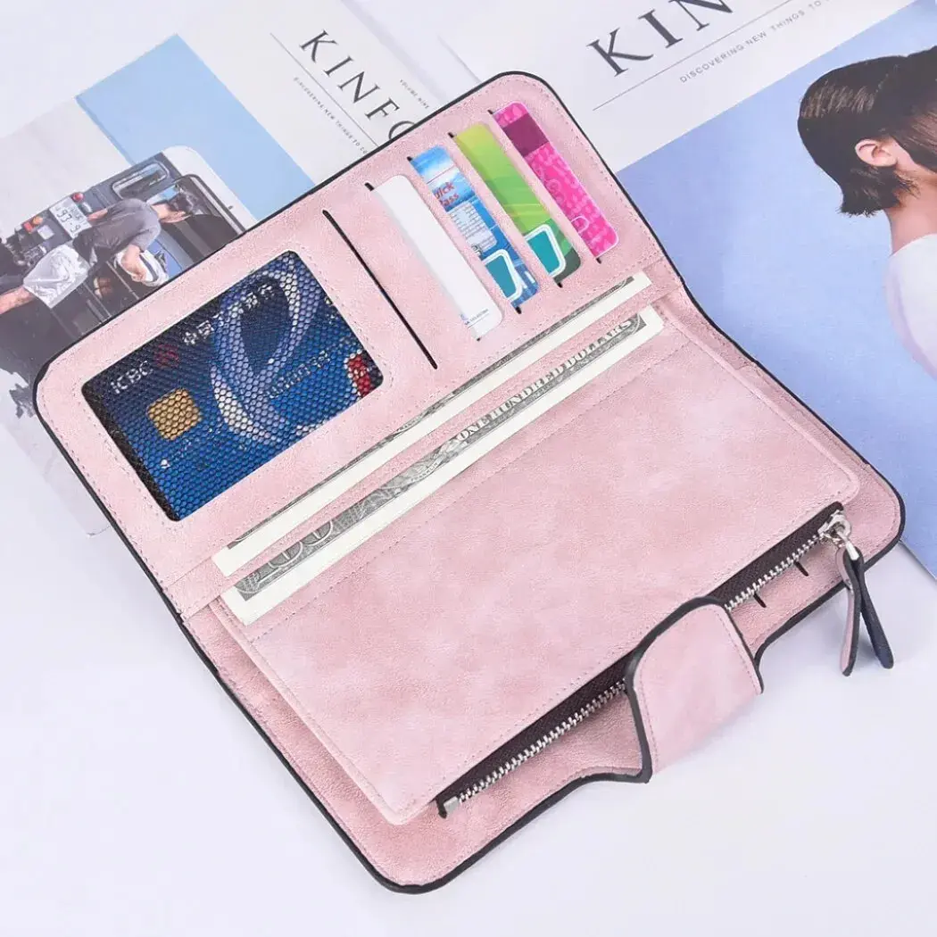 2Pcs Women Wallets Fashion Long PU Leather Top Quality Card Holder Clutch Classic Female Purse  Zipper  Wallet For Women