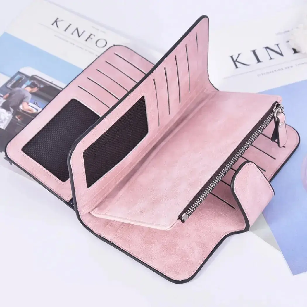 2Pcs Women Wallets Fashion Long PU Leather Top Quality Card Holder Clutch Classic Female Purse  Zipper  Wallet For Women