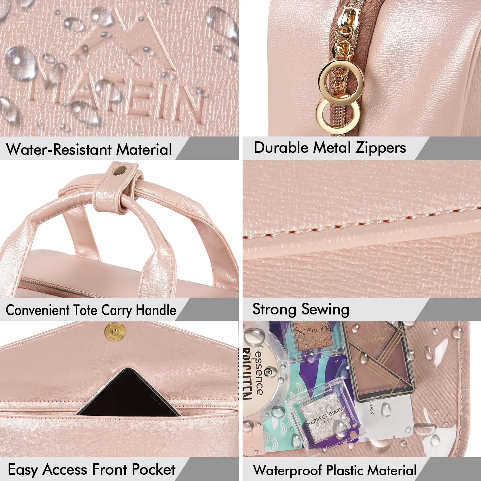 1PC PU Leather Travel Toiletry Bag With Convenient Buckle, Portable Foldable Water-resistant Makeup Bag Cosmetic Bag, Wash Bag