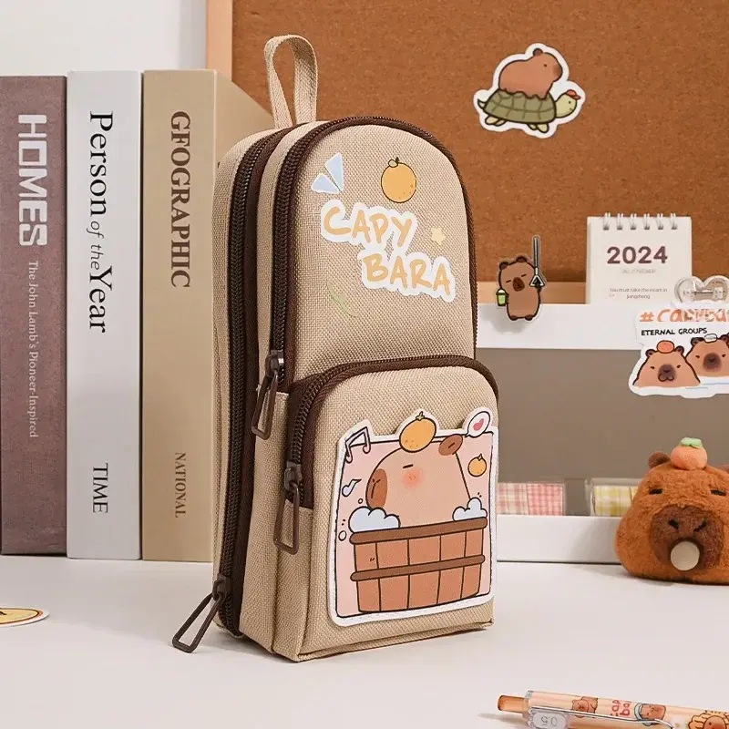 High Aesthetic Ins Niche Stationery Box Astronaut Panda Large Capacity Student Pencil Bag Durable Dirt-resistant Pencil Pouch