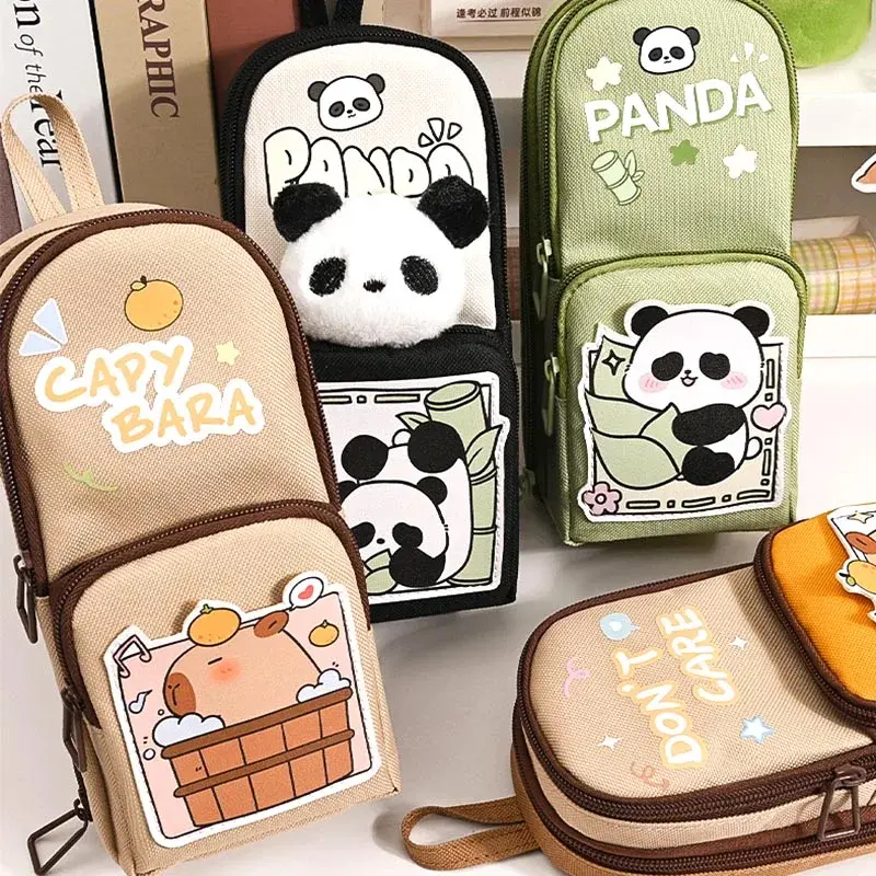 High Aesthetic Ins Niche Stationery Box Astronaut Panda Large Capacity Student Pencil Bag Durable Dirt-resistant Pencil Pouch
