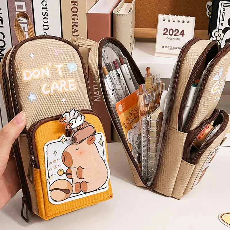 High Aesthetic Ins Niche Stationery Box Astronaut Panda Large Capacity Student Pencil Bag Durable Dirt-resistant Pencil Pouch