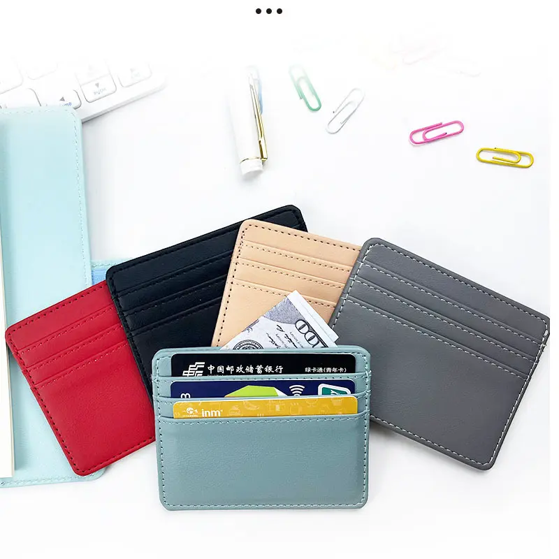 5PCS Man Purses Ultra Thin Mini Business Bank Credit Card Holder Wallet Simple Black Women Small Coin Cards Cover Pouch Case Bag