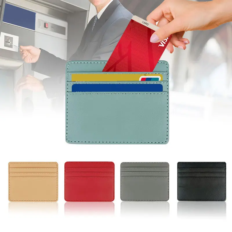 5PCS Man Purses Ultra Thin Mini Business Bank Credit Card Holder Wallet Simple Black Women Small Coin Cards Cover Pouch Case Bag