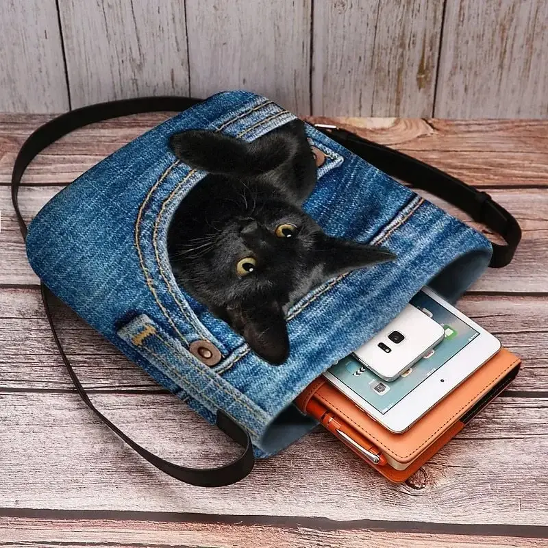 Fashion Women's Shoulder Bag Large-capacity Personalized Crossbody Bag Outdoor Cat-printed Women's Bag Lightweight Tote Bag