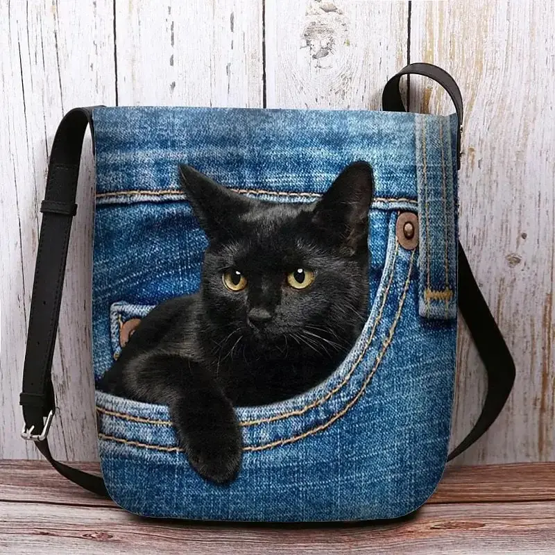 Fashion Women's Shoulder Bag Large-capacity Personalized Crossbody Bag Outdoor Cat-printed Women's Bag Lightweight Tote Bag