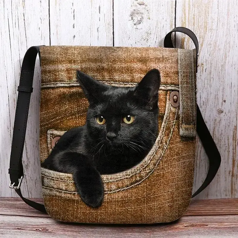 Fashion Women's Shoulder Bag Large-capacity Personalized Crossbody Bag Outdoor Cat-printed Women's Bag Lightweight Tote Bag
