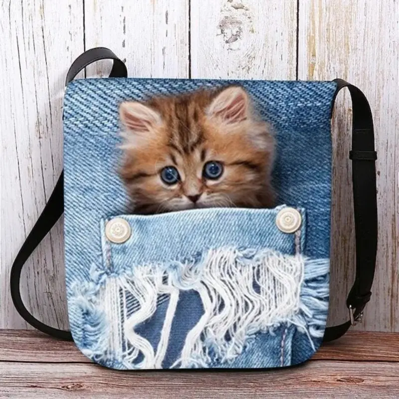 Fashion Women's Shoulder Bag Large-capacity Personalized Crossbody Bag Outdoor Cat-printed Women's Bag Lightweight Tote Bag