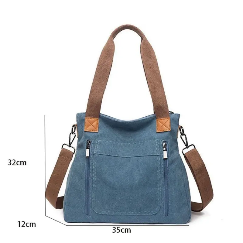 Women's Casual Canvas Tote Bag Hot Sale Of The Season New Style Multi-Functional Single Shoulder Slant Cross Handbag Large Capac