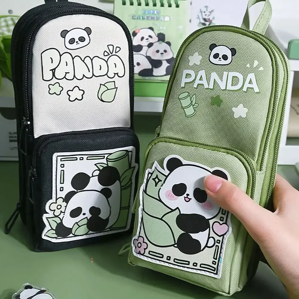 Cute Panda Big Capacity Pencil Case Holder Unique 3D Stand-up Pencil Case Pouch Stationery Organizer Bag for Office School Teens