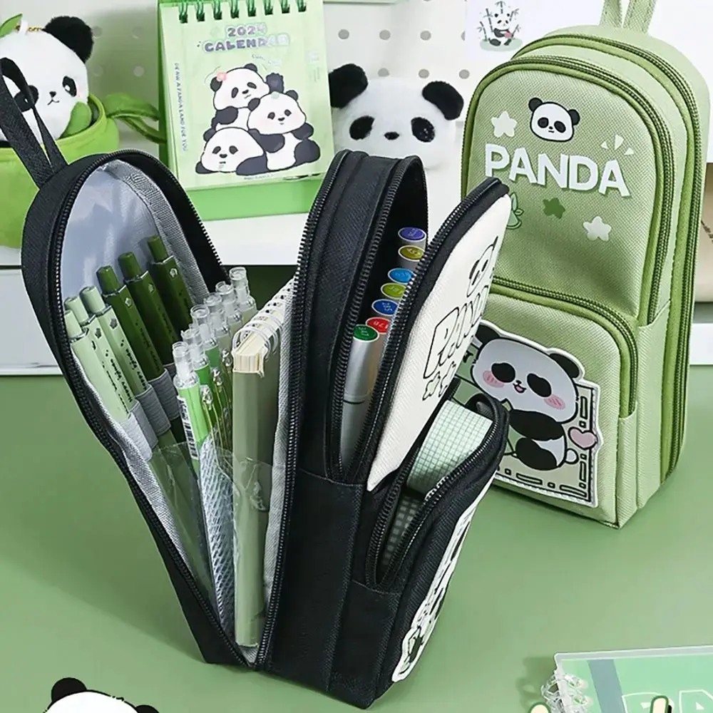 Cute Panda Big Capacity Pencil Case Holder Unique 3D Stand-up Pencil Case Pouch Stationery Organizer Bag for Office School Teens