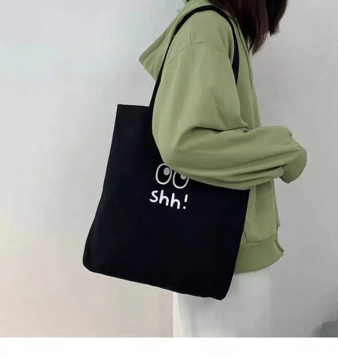 Simple Painting Shopping Tote Bag Large Capacity Canvas Women's Handbag Student Underarm Bag Daily Single Shoulder Bag