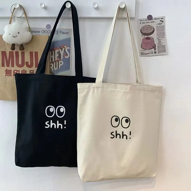 Simple Painting Shopping Tote Bag Large Capacity Canvas Women's Handbag Student Underarm Bag Daily Single Shoulder Bag