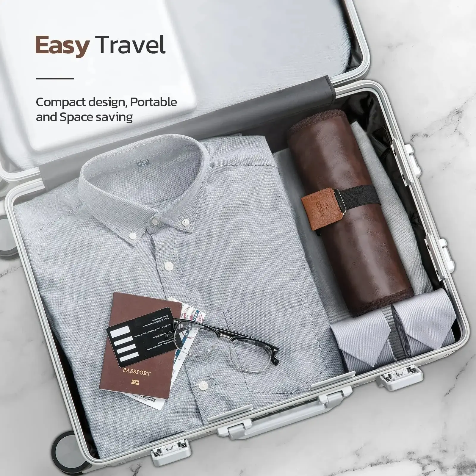 Toiletry Bag for Men Travel Organizer Hanging Bag Water-Resistant Bathroom PU Leather Hygiene Bag Roll Up Dopp Kit Shaving Bag