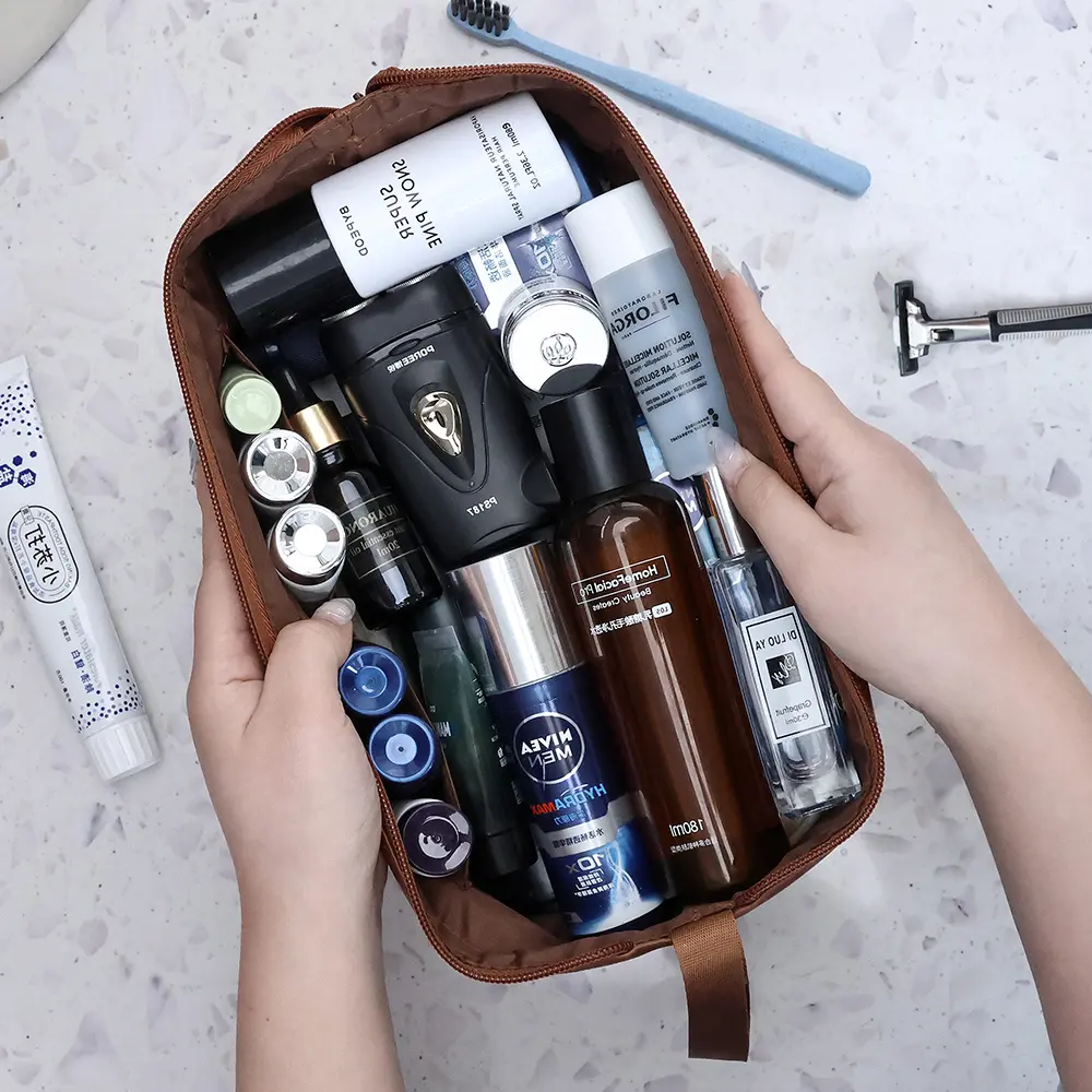 Large Capacity Mens PU Travel Washing Bathroom Shaving Tools Toiletry Bag Business Makeup Pouch Storage Bag Women Cosmetic Bag