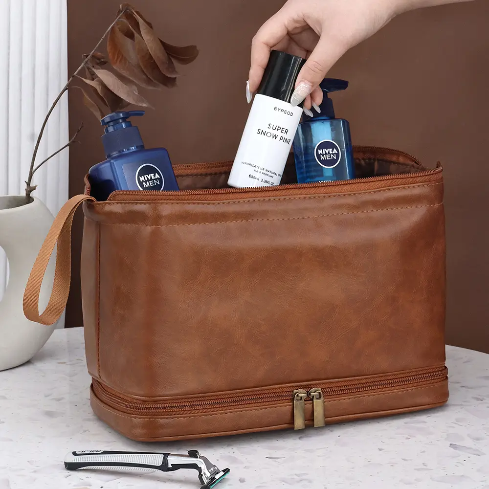 Large Capacity Mens PU Travel Washing Bathroom Shaving Tools Toiletry Bag Business Makeup Pouch Storage Bag Women Cosmetic Bag