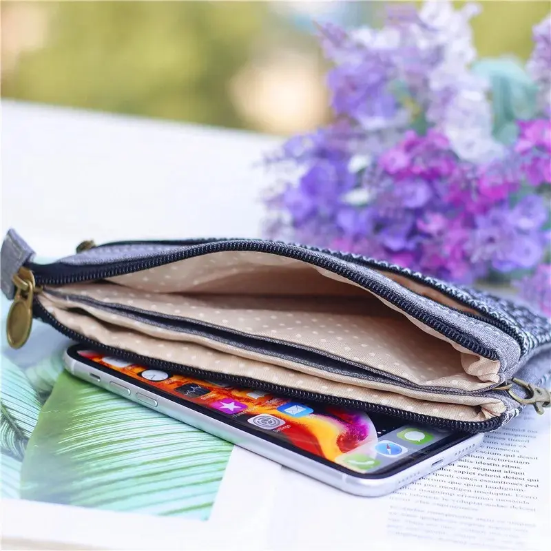 Women's Cotton Long Organizer Wallet Ladies Coin Purse Female Clutch Small Phone Pouch Money Bag for Children Kids Girls Bag