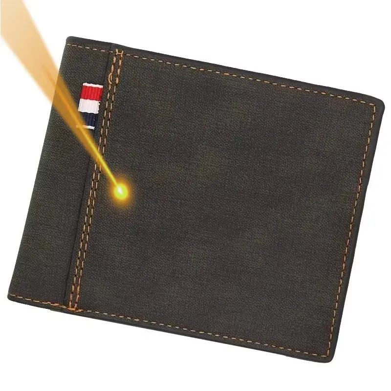 Engraving 2 Pictures & Text Card Holder PU Leather Bifold Wallets Custom Photo Engraved Wallet Gifts for Him Personalized Wallet