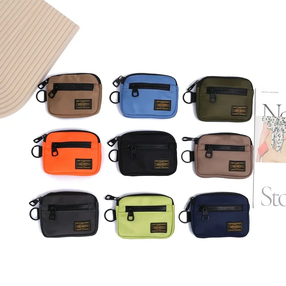 Portable Canvas Coin Purse Card Holder Oxford Cloth Men Wallet Zipper Pouch Lightweight Mini Earbuds Storage Bag Earphone Bag