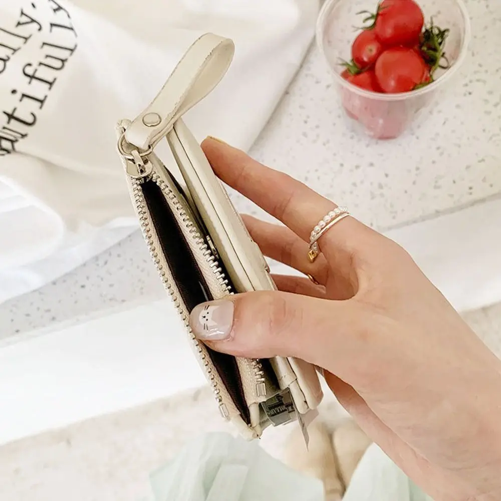 Portable Short Women's Wallet Plaid Heart Fold Wallet Bow PU Leather Clutch Purse Female