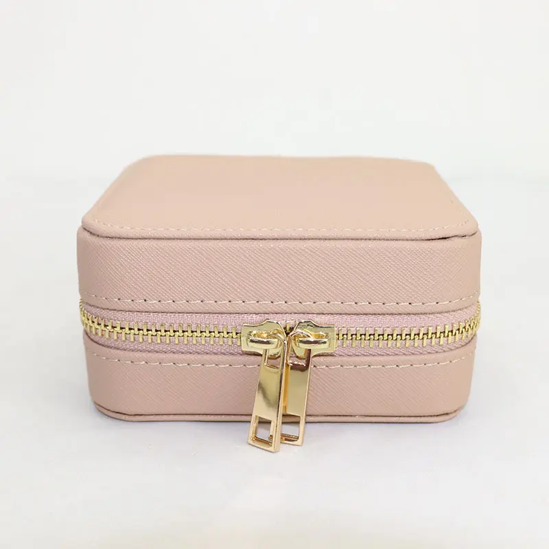 Customized Korean Style Girl Jewelry Box Portable Genuine Leather Earrings Ring Case Multi-function Jewelry Storage Box