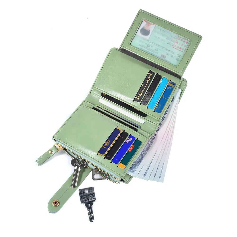New Purse Ladies Europe And America High Quality PU Leather Short Folding Purse Vertical Double Zipper Fashion Women's Wallet