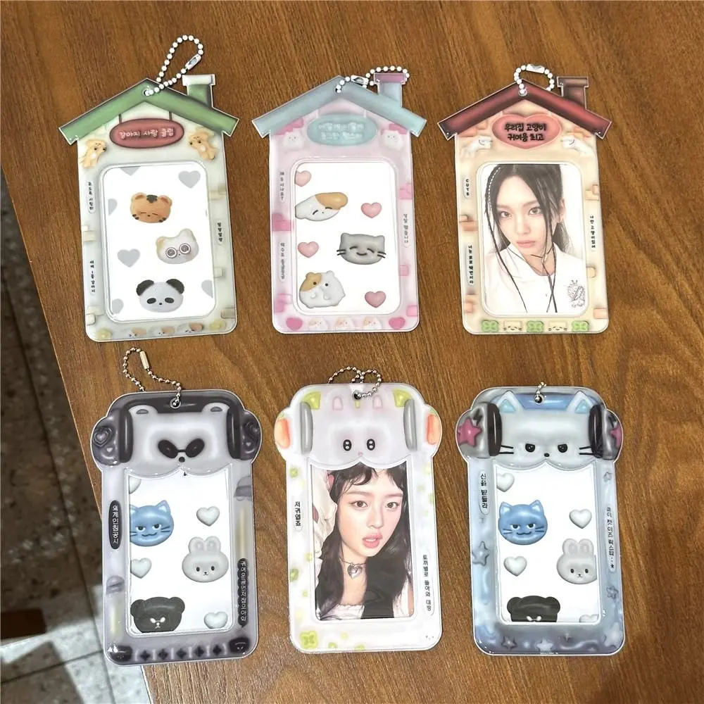 Rabbit Cool Bear Idol Photocard Holder Dog Korean Style Captain Bunny Card Sleeve Protective Case 3D Rock Cat Bus Card Holder