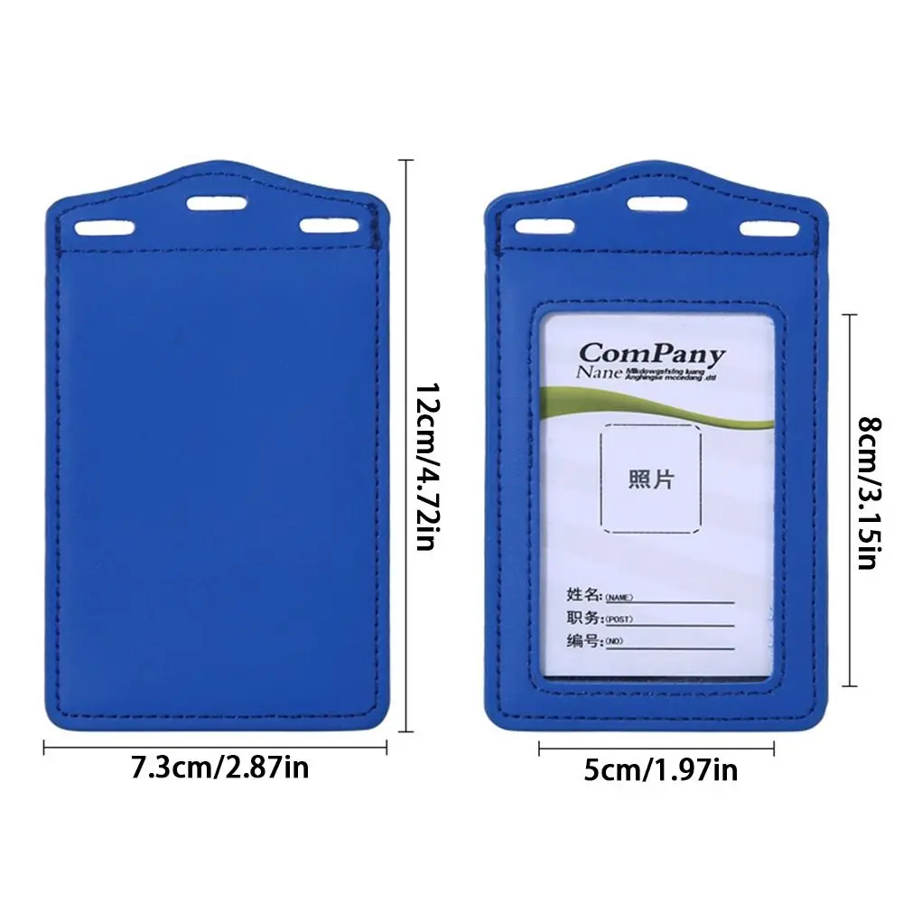 PU Leather ID Card Holder Tri-fold with Card Slots Badge Holder Transparent Card Holder