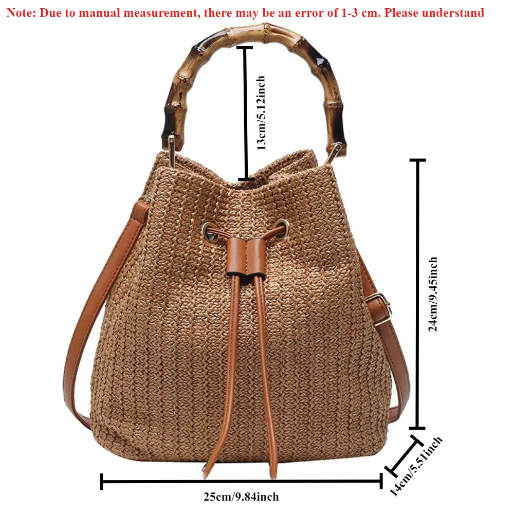 Women Straw Weave Bucket Bags Rattan Summer Beach Shoulder Bags Female Casual Handbags Purse Small Travel Crossbody Bags 2025