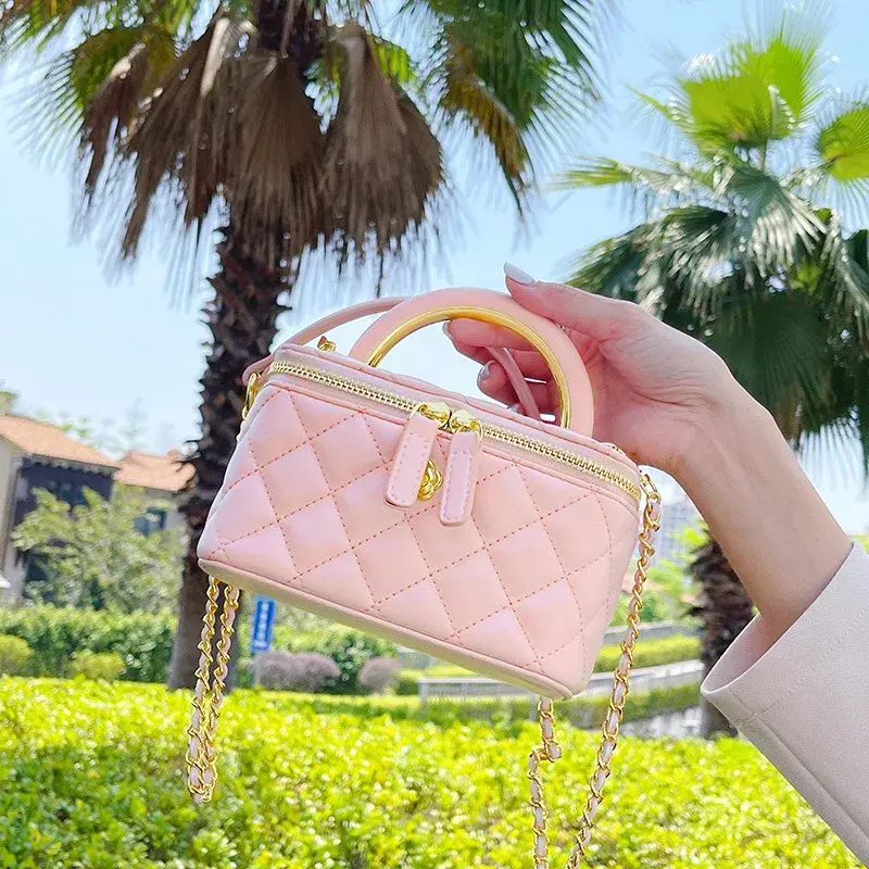 Versatile Tweed Style Handbag New 2024 Argll Chain Makeup Bag Lipstick Box Crossbody Bag Fashionable Shoulder For Women