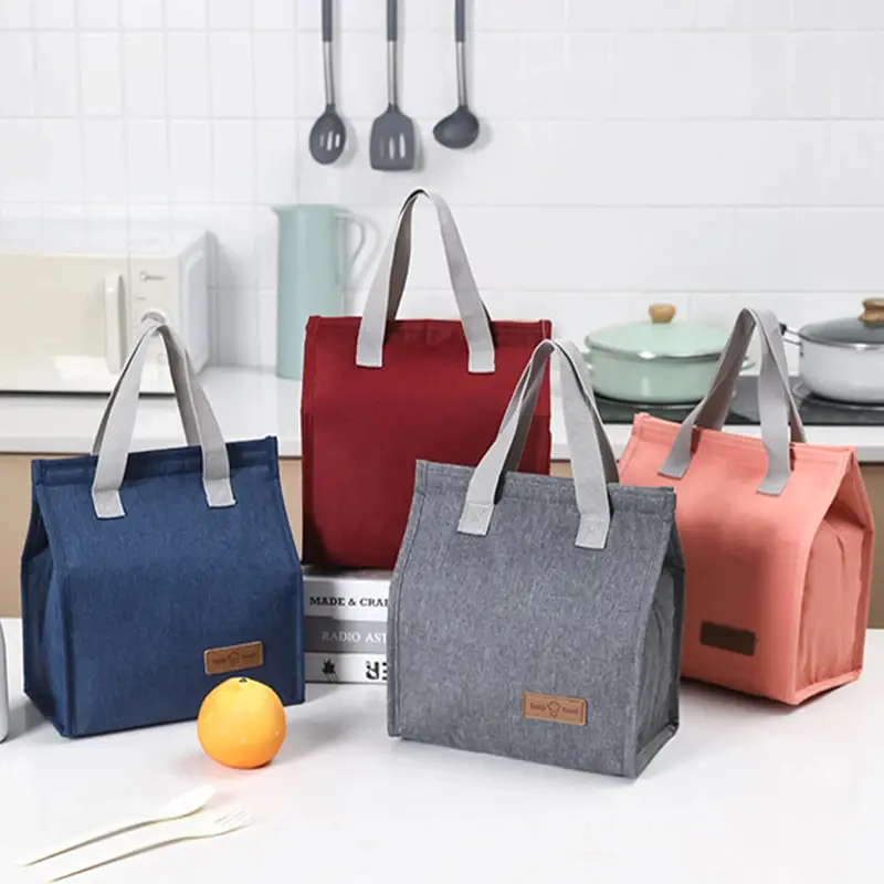 Travel Thermal Insulation Lunch Box Storage Bag Handbag Solid Color Multifunctional Kid School Lunch Bags Picnic Food Pouch