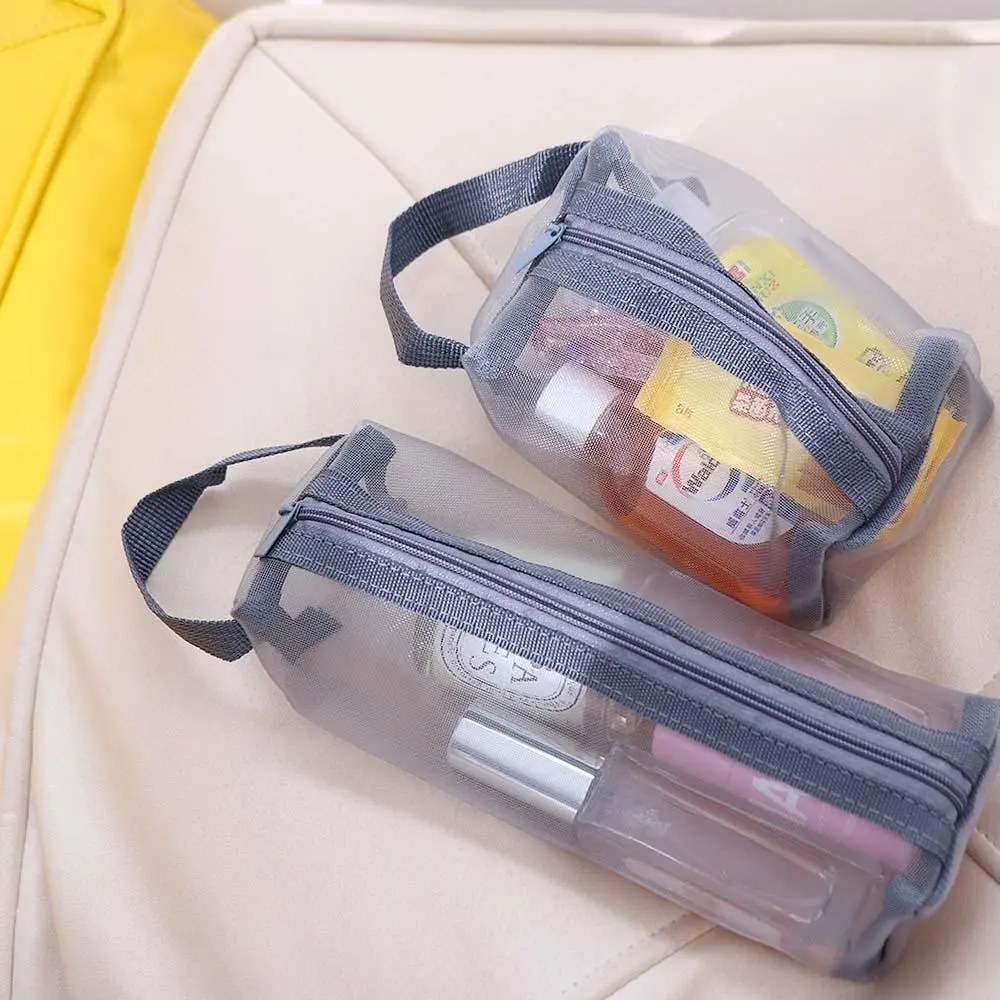 Mesh Toiletry Bag Travel Wash Bag Large Capacity Zipper Makeup Bag Skin Care Storage Bag Women Cosmetic Bag Korean Storage Bag
