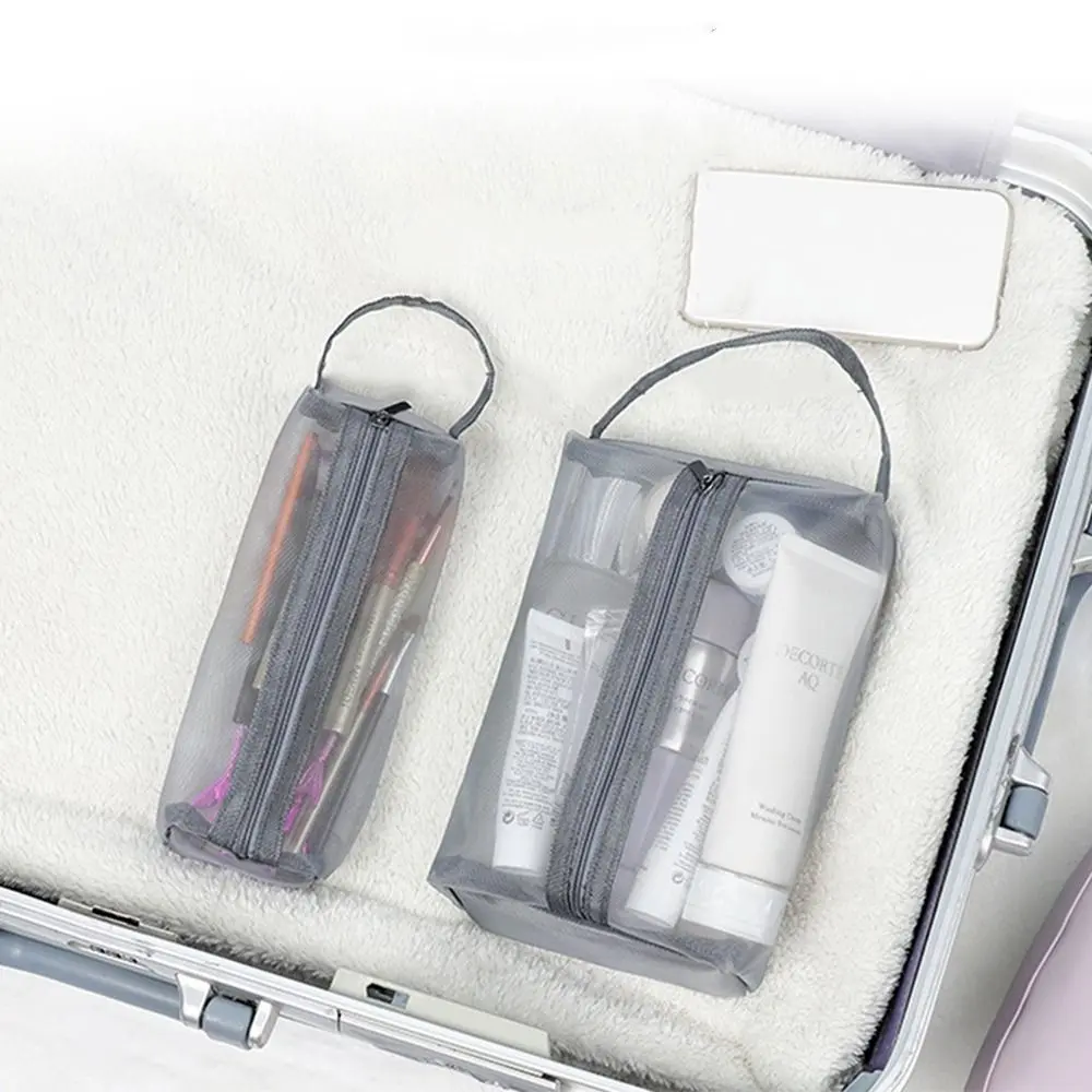 Mesh Toiletry Bag Travel Wash Bag Large Capacity Zipper Makeup Bag Skin Care Storage Bag Women Cosmetic Bag Korean Storage Bag