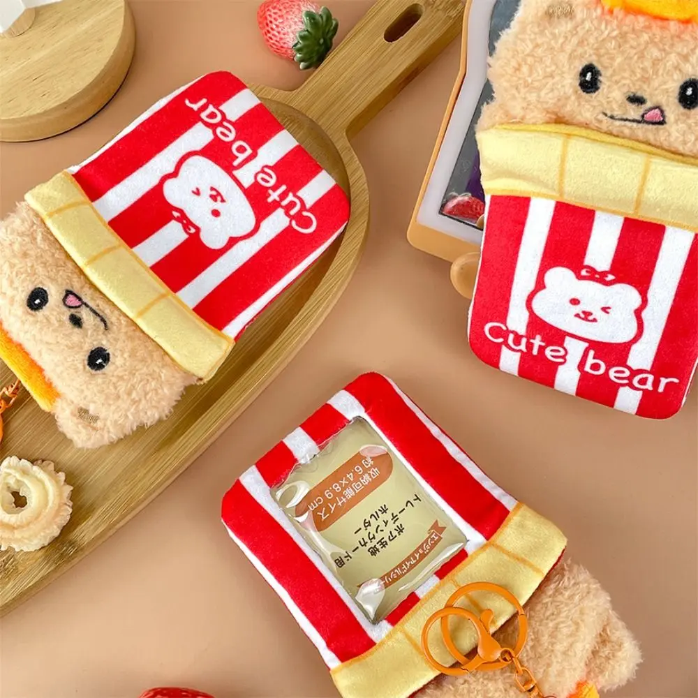 Cute 3In Plush Photocards Holder Cartoon Bear Portable Kpop Photo Card Cover Card Protective Cover Bus Card Meal Card