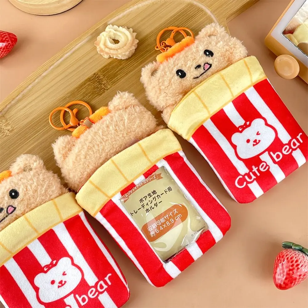 Cute 3In Plush Photocards Holder Cartoon Bear Portable Kpop Photo Card Cover Card Protective Cover Bus Card Meal Card