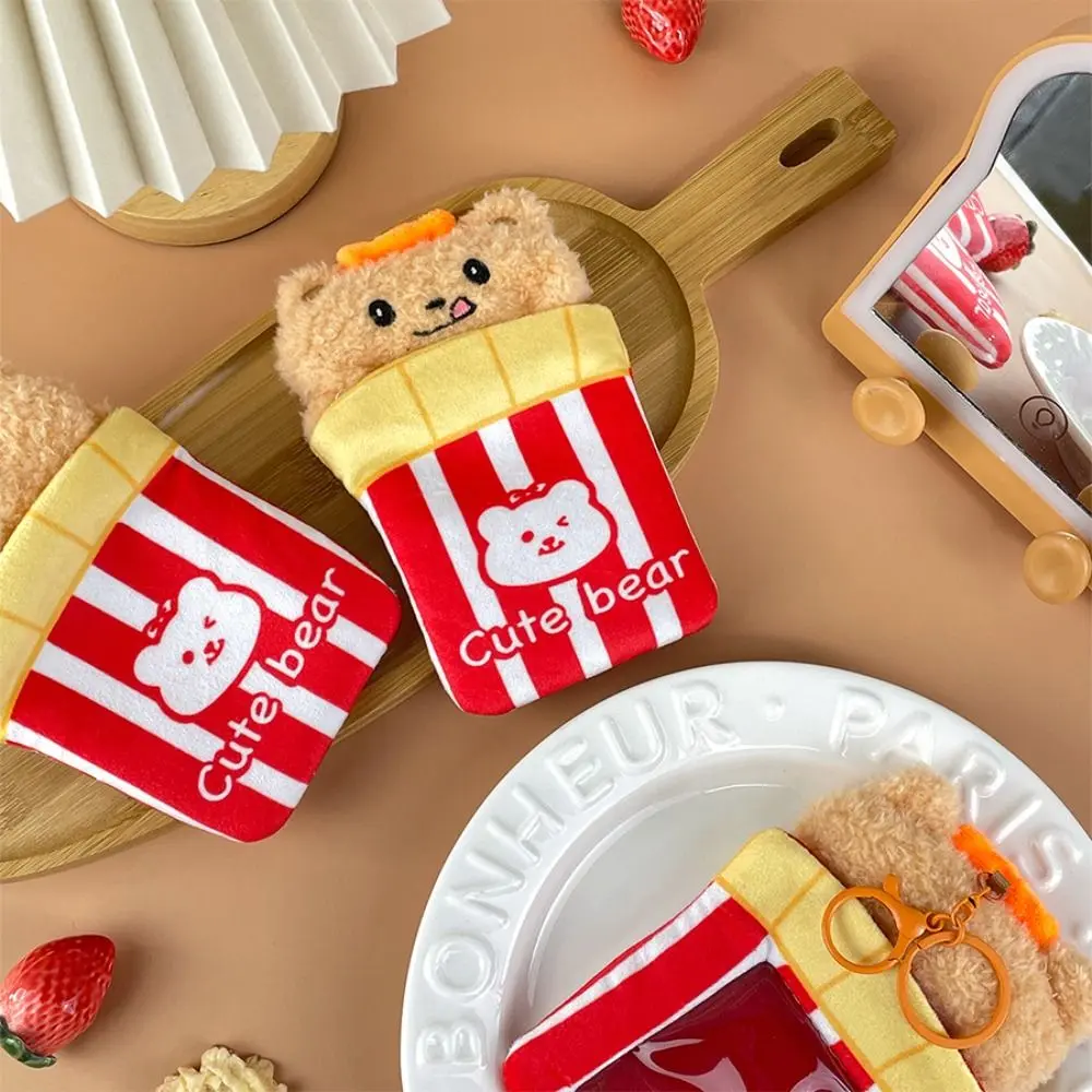 Cute 3In Plush Photocards Holder Cartoon Bear Portable Kpop Photo Card Cover Card Protective Cover Bus Card Meal Card
