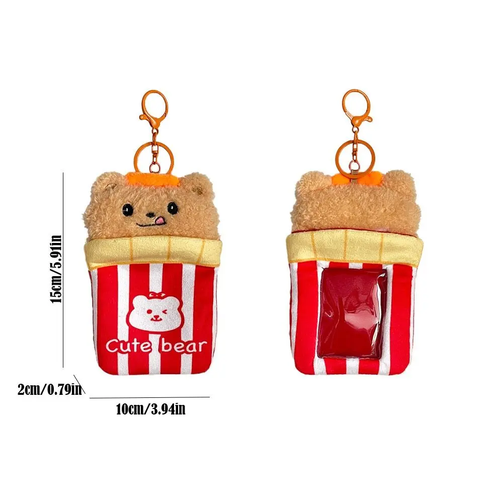 Cute 3In Plush Photocards Holder Cartoon Bear Portable Kpop Photo Card Cover Card Protective Cover Bus Card Meal Card