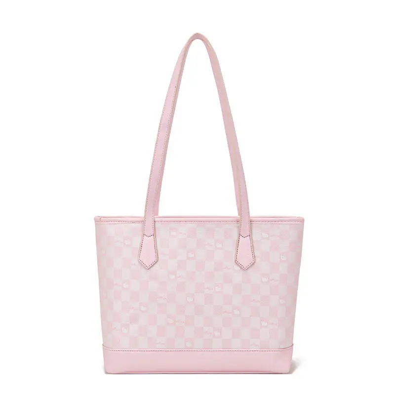 Printed Tote Bag Cute Girl Pink Large Capacity Women'S Handbag Commuter Pu Shoulder Bag